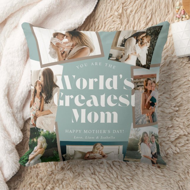 Beste Mutter der Welt 7 Foto-Collage Kissen (Decke)
