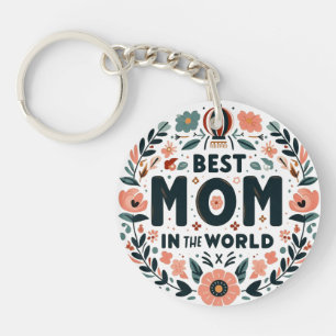 Beste Mutter der Welt - Blumenkranz Schlüsselanhänger