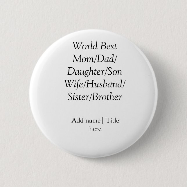 Beste Mutter der Welt Ehemann Ehefrau Vater Tochte Button (Vorderseite)