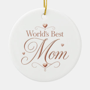 Beste Mutter der Welt Elegante Roségold-Typografie Keramik Ornament