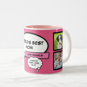 Beste Mutter der Welt Foto-Collage Spaß Rosa Mädch Zweifarbige Tasse