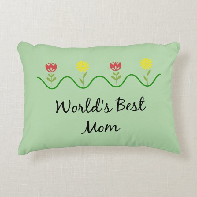 "Beste Mutter der Welt" Grafik-Blumendesign Dekokissen (Vorderseite)