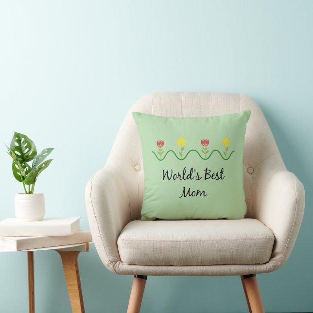 "Beste Mutter der Welt" Grafik-Blumendesign Kissen (Stuhl )