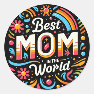 Beste Mutter der Welt - Lebendige Blumen und Regen Runder Aufkleber