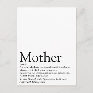 Beste Mutter der Welt, Mum, Mutter Definition Postkarte