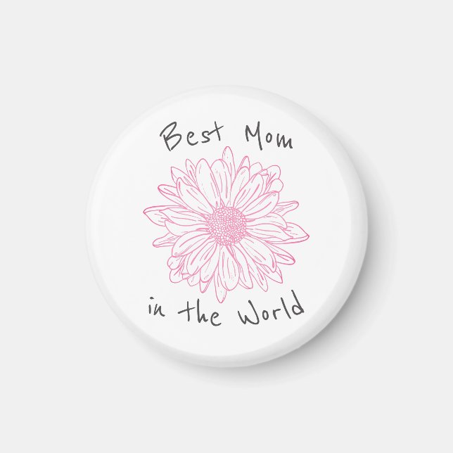 Beste Mutter der Welt Rosa Blumen Magnet (Vorne)