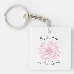 Beste Mutter der Welt Rosa Blumen Schlüsselanhänger