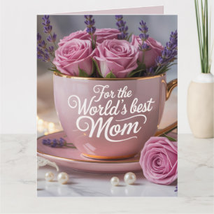 Beste Mutter der Welt: Rosa Teetasse gefüllt mit R Karte