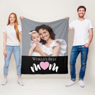 Beste Mutter der Welt Süßes Herz Schwarz Modernes Fleecedecke