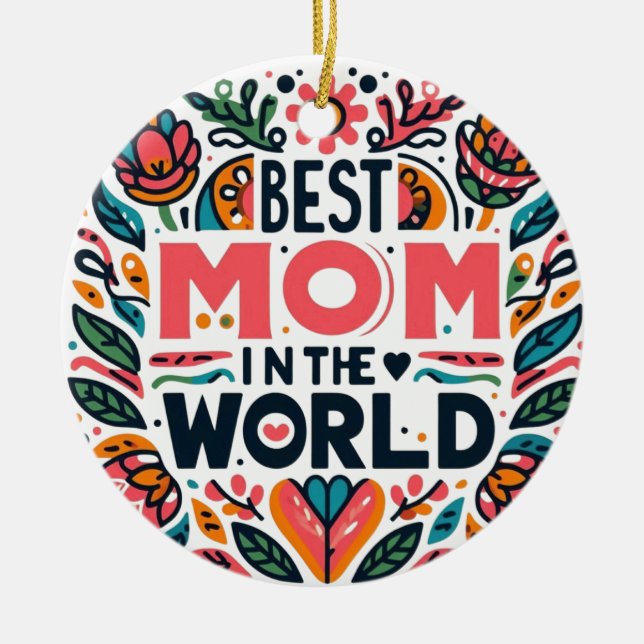 Beste Mutter der Welt - Volkskunst-Blumen-Mutterta Keramik Ornament (Vorne)