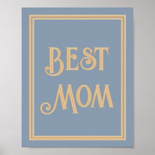 Beste Mutter Dusty Blue Gold Vintage-Typografie Poster