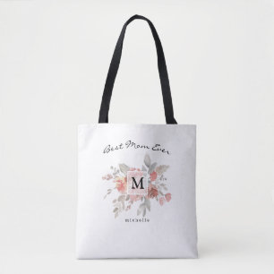 Beste Mutter Elegantes Rosa Florales Monogramm