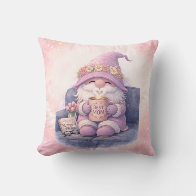 Beste Mutter Gnom Wurf Kissen 16x16 (Vorderseite)