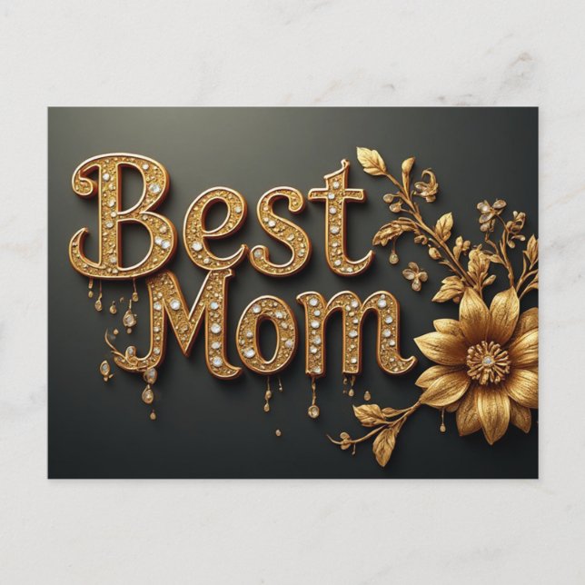 Beste Mutter Goldschrift Postkarte (Vorderseite)