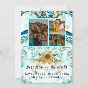 Beste Mutter je 4 Foto Collage Blue Marble Ankündigung