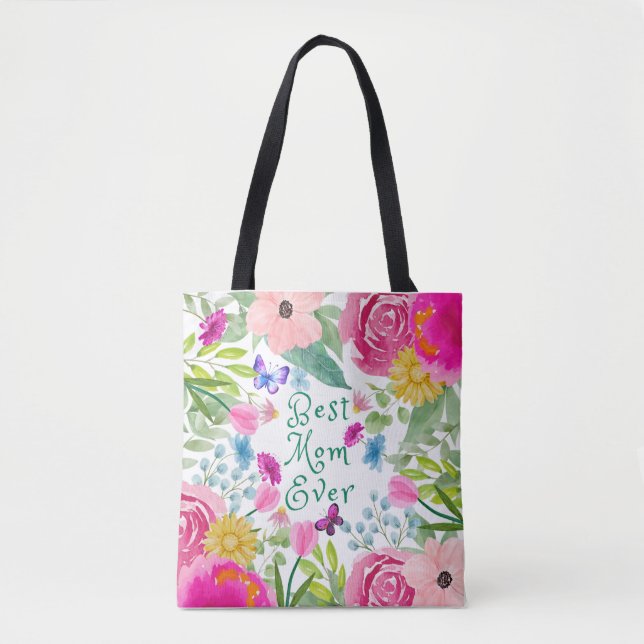 Beste Mutter je blühende botanische Schrift Mutter (Vorderseite)