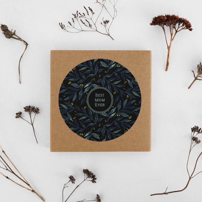 Beste Mutter je elegante Blumenäste Runder Aufkleber (Von Creator hochgeladen)