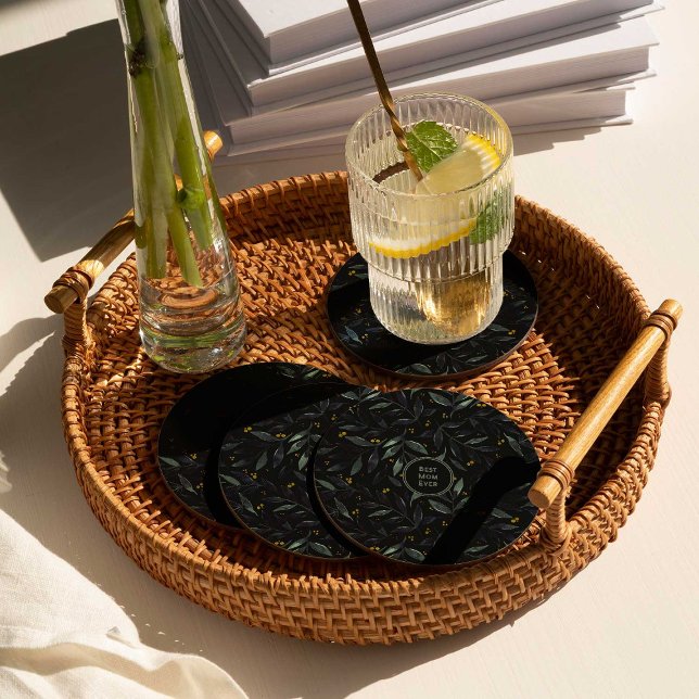 Beste Mutter je elegante Blumenäste Runder Pappuntersetzer (Von Creator hochgeladen)