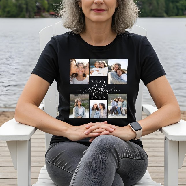 Beste Mutter je Elegante Script Foto Collage Tri-Blend Shirt (Best Mother Ever Elegant Script Photo Collage Tri-Blend Shirt)