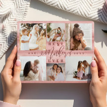 Beste Mutter je Foto Collage Pink Woodgrain