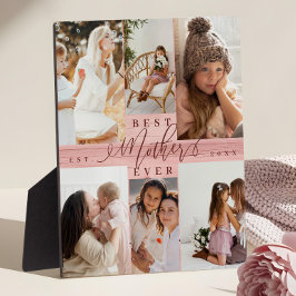 Beste Mutter je Foto Collage Pink Woodgrain Fotoplatte