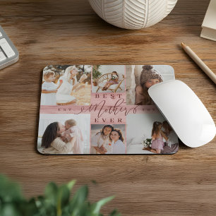 Beste Mutter je Foto Collage Pink Woodgrain Mousepad