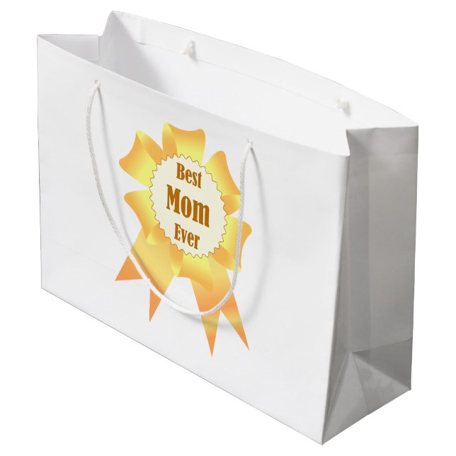 Beste Mutter je Golden Sieger Band Große Geschenktüte (Rückseite Schrägansicht)
