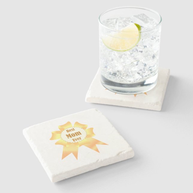 Beste Mutter je Golden Sieger Band Steinuntersetzer (Seitenansicht)