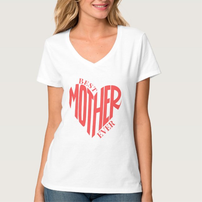 Beste Mutter je, Individuelle Name Herz T-Shirt (Vorderseite)