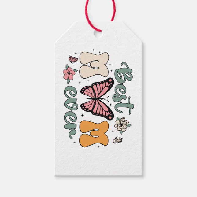 Beste Mutter je mit Schmetterling Geschenkanhänger (Vorderseite)