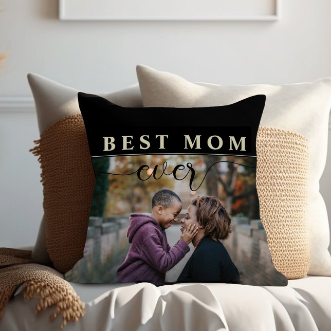 Beste Mutter je Muttertagskissen Kissen (Best Mom Ever Photo simple modern black and white pillow)