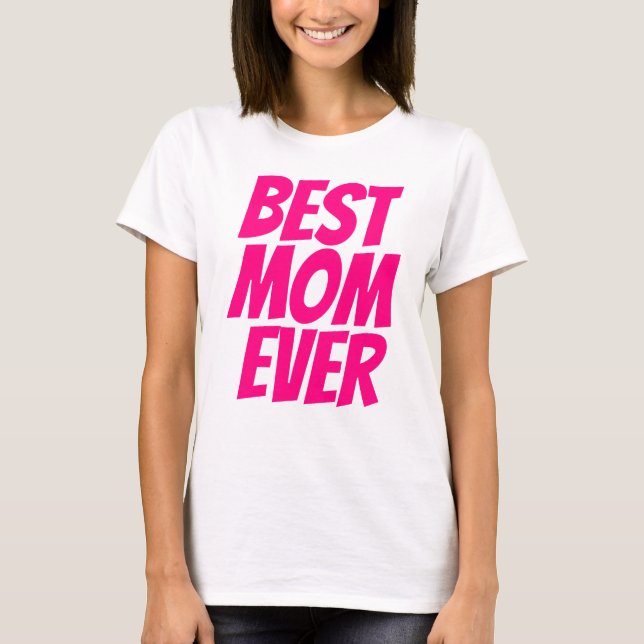 Beste Mutter je personalisierten Text heiß rosa T-Shirt (Vorderseite)