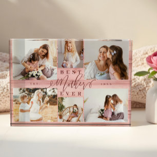 Beste Mutter je rosa Waldkornbrotmilch Sake halten Fotoblock