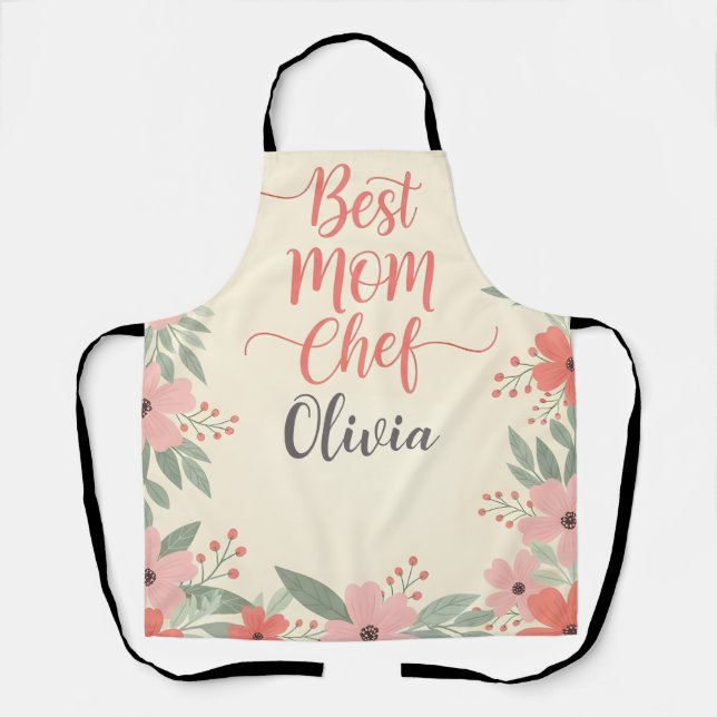Beste Mutter Köchin Floral Schürze (Vorderseite)