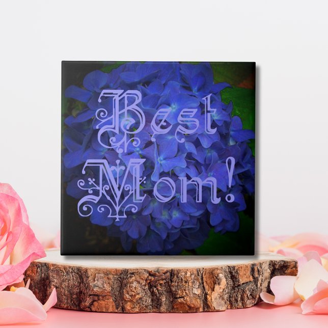 Beste Mutter mit blauem Blumenhintergrund Fliese (Best Mom with Blue Flower Background Ceramic Tile)