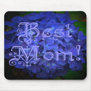 Beste Mutter mit blauem Blumenhintergrund Mousepad
