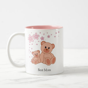 Beste Mutter mit süßen Bären mit Blumen Zweifarbige Tasse
