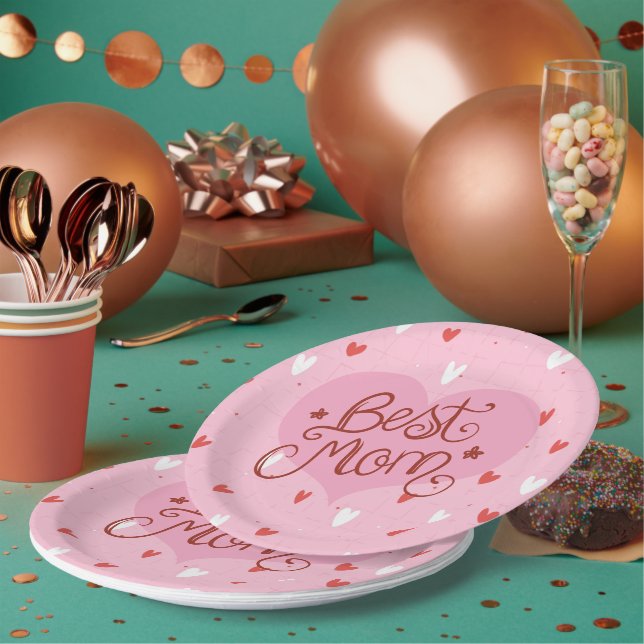 Beste-Mutter-Rosa-Papierteller Pappteller (Multi)