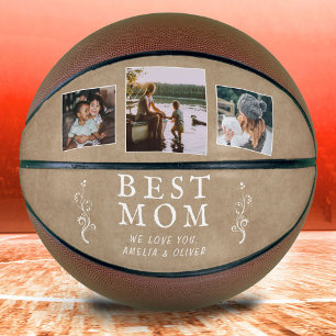 Beste Mutter Rustikales Blattwerk 3 Benutzerdefini Basketball
