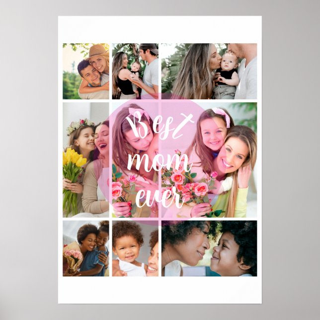 Beste Mutter überhaupt 9 Foto-Collage Personalisie Poster (Vorne)