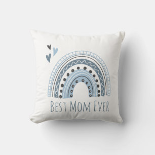 Beste Mutter überhaupt Blau Boho Regenbogen Kissen