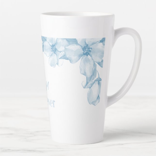 Beste Mutter überhaupt Blaue Blumen-Latte-Mug Milchtasse (Rechts)