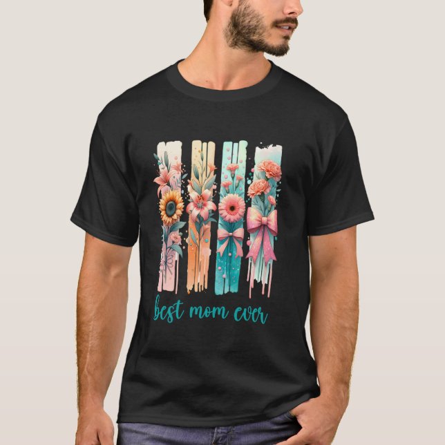 Beste Mutter überhaupt Bogen Blumen Muttertag T-Shirt (Vorderseite)