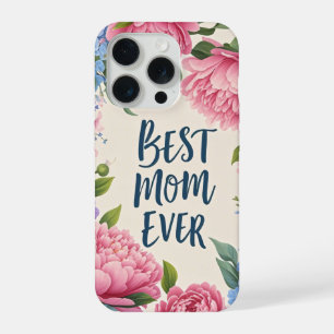 Beste Mutter überhaupt Elegante Pfingstrose Blum iPhone 15 Pro Hülle