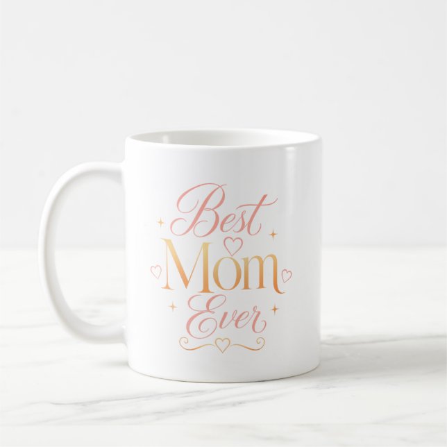 Beste Mutter überhaupt Elegante Pink-Gold-Typograf Kaffeetasse (Links)
