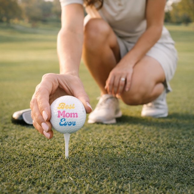 'Beste Mutter überhaupt' Farbige einfache Retro-Ty Golfball (Von Creator hochgeladen)