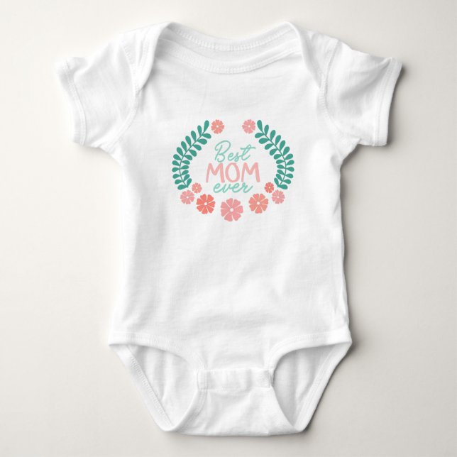 Beste Mutter überhaupt floraler Rahmen Baby Strampler (Vorderseite)