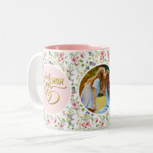 Beste Mutter überhaupt Florales Foto Muttertag Zweifarbige Tasse