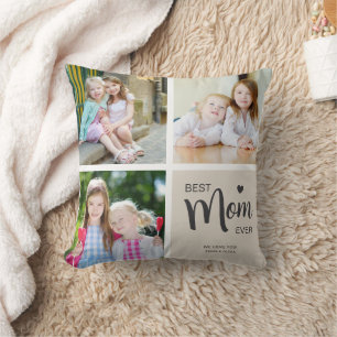 Beste Mutter überhaupt Foto-Collage Beige Kissen