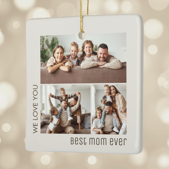 Beste Mutter überhaupt Foto-Collage Muttertag Keramikornament (Best Mom Ever Photo Collage Mother's Day Ceramic Ornament)